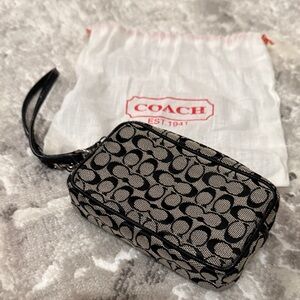 Coach Signature Black and Gray Mini Wristlet - Canvass